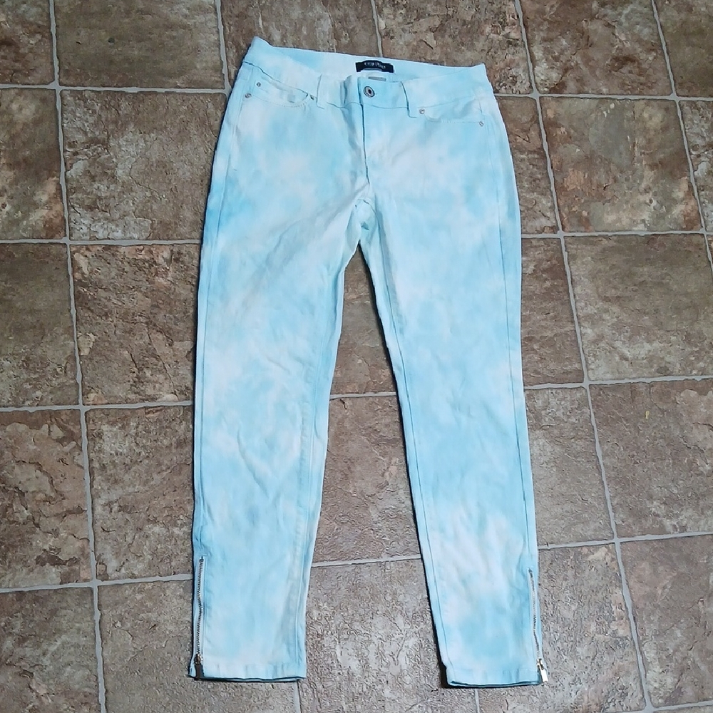 White House Black Market Light Blue Skimmer Pants Size 2 Zippered Ankles Hems